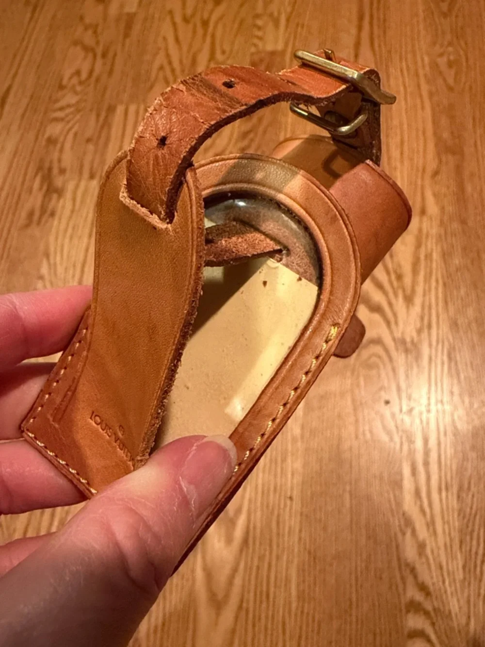 Louis Vuitton Brown Leather Luggage Tag with Strap